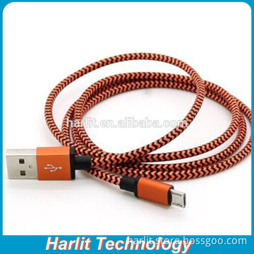 Durable Anti Breakage Fabric Micro USB Data Sync Charging Cables Android Fabric Cored USB Charger Cable Metal Plated